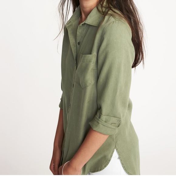 NWOT Tencel Shirt Olive - Picture 3 of 5